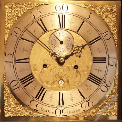 Dial of longcase clock by John Owen, Llanwrst c1765